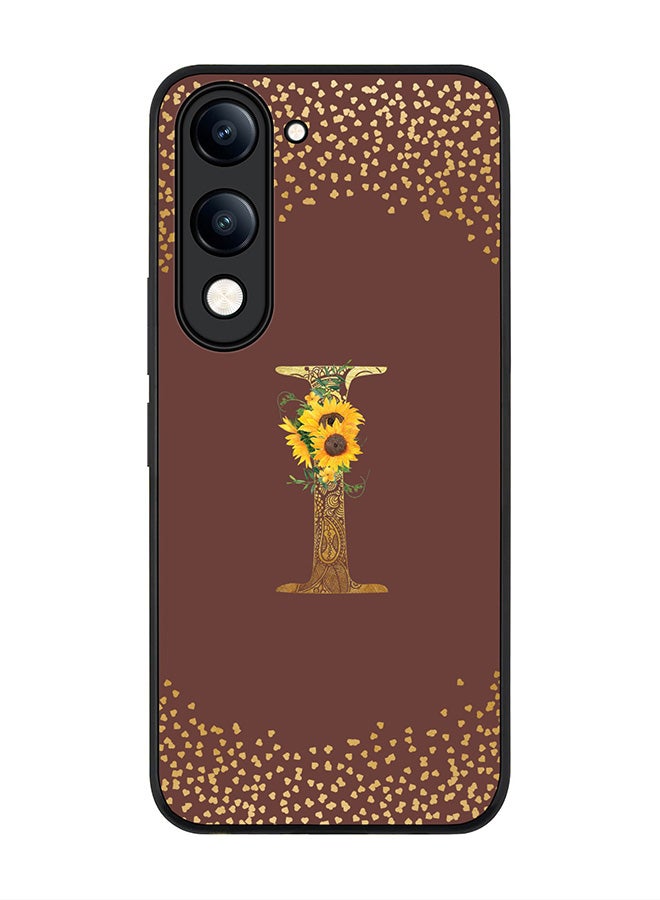 For vivo Y04 / Y29t 5G Case,Slim fit Camera Protection, Shockproof Thin Phone cover  - Custom Floral Monogram - I  (Brown )